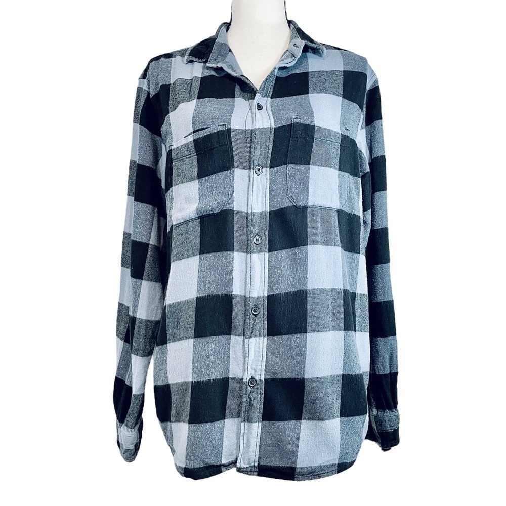 Divided Plaid Button-down Long Sleeve Shirt